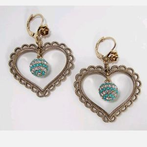 Nwt Betsey Johnson Anchors Away Heart Earrings